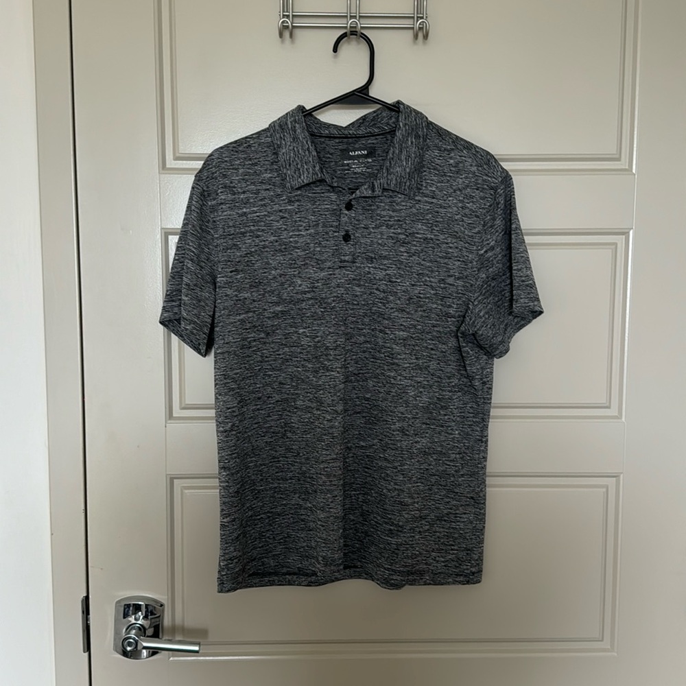 Used Alfani Gray Performance Polo Medium 100% Polyester on Great Condition